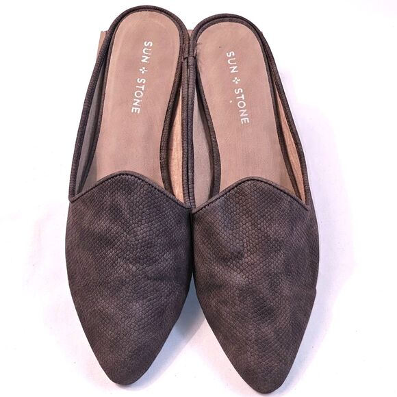 Sun + Stone Women's Ninna Faux Leather Padded Insole Mules Flats US Size 9S - Picture 2 of 4
